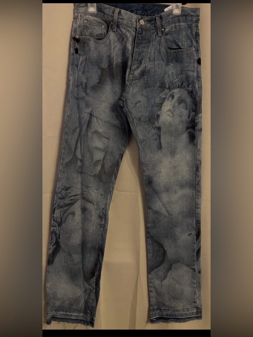 MNML Men's angel jeans bleach Graphic denim pants